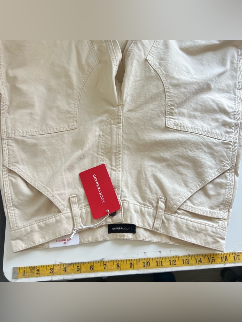 Lucky Brand Men's 287 Loose Carpenter Cargo Pants Cream Shoelace 32/30 NWT - Picture 11 of 16